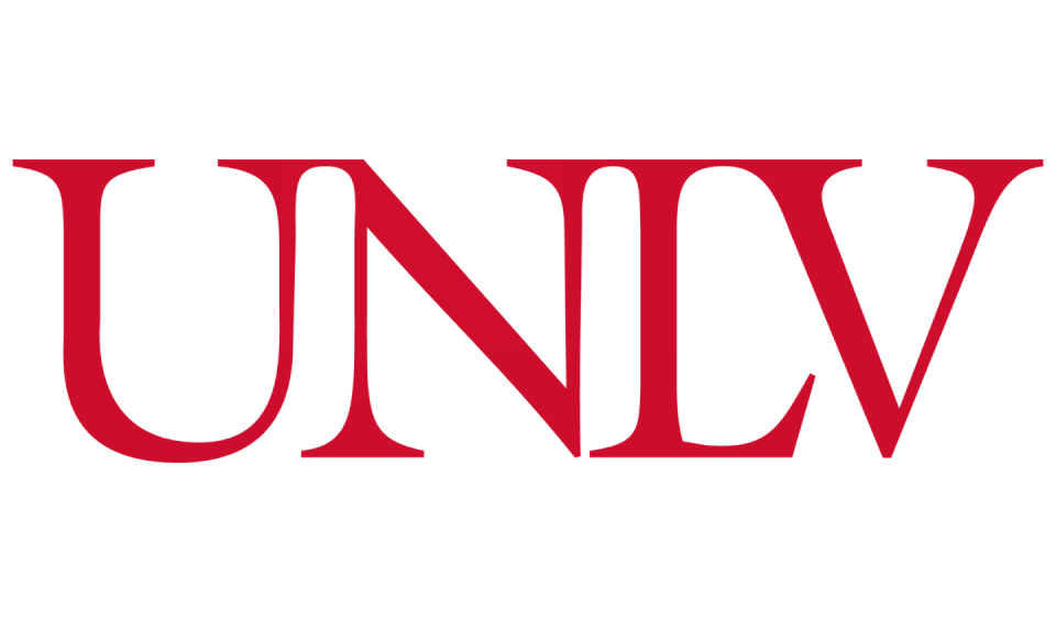 Red UNLV text in bold serif font on a white background.