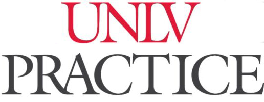 Red and black text logo that reads UNLV PRACTICE.