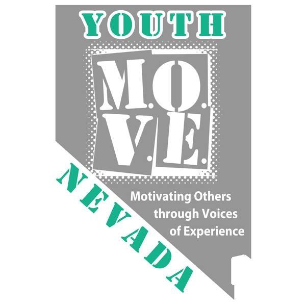 Logo of Youth MOVE Nevada, with the phrase Motivating Others through Voices of Experience.