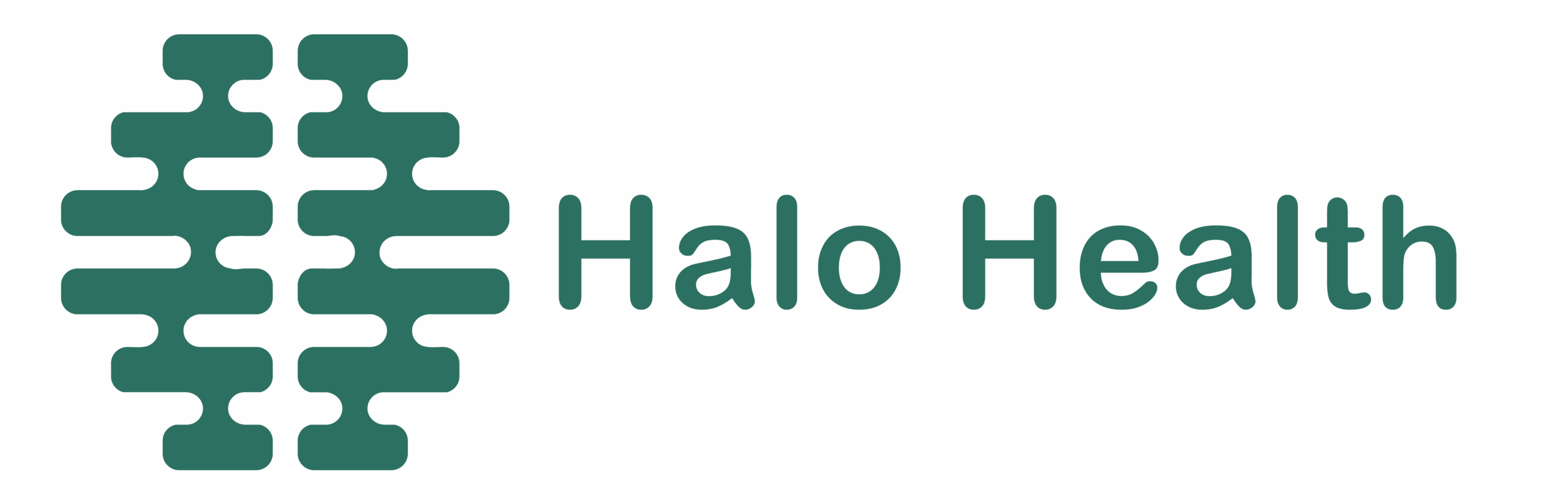 Halo Health logo with an abstract geometric design next to the words “Halo Health” on a teal background.